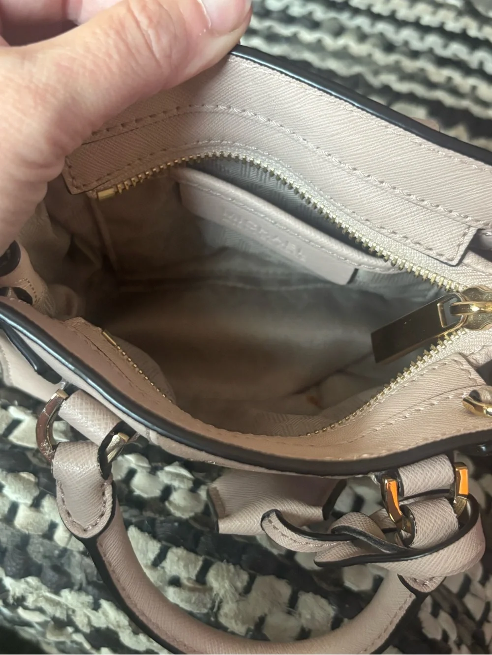 Michael Kors Blush Saffiano Mini Satchel with Gold Logo Charm